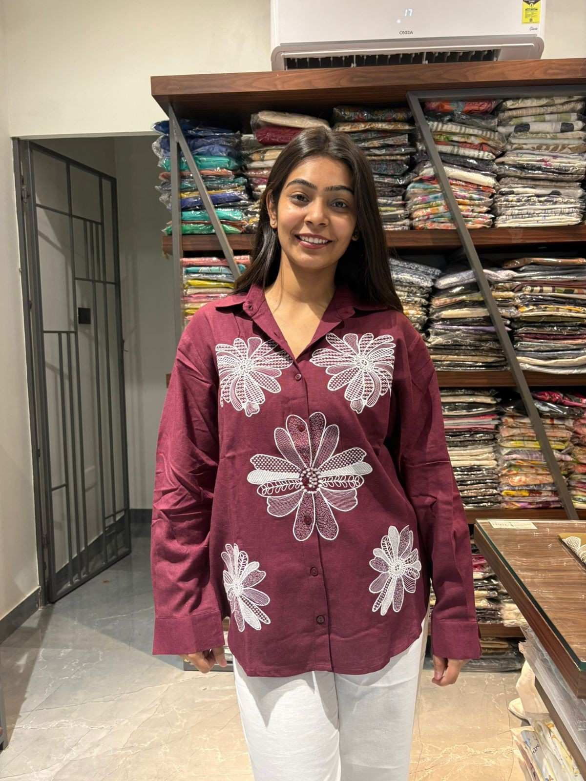 Embroidered Cotton linen Shirt