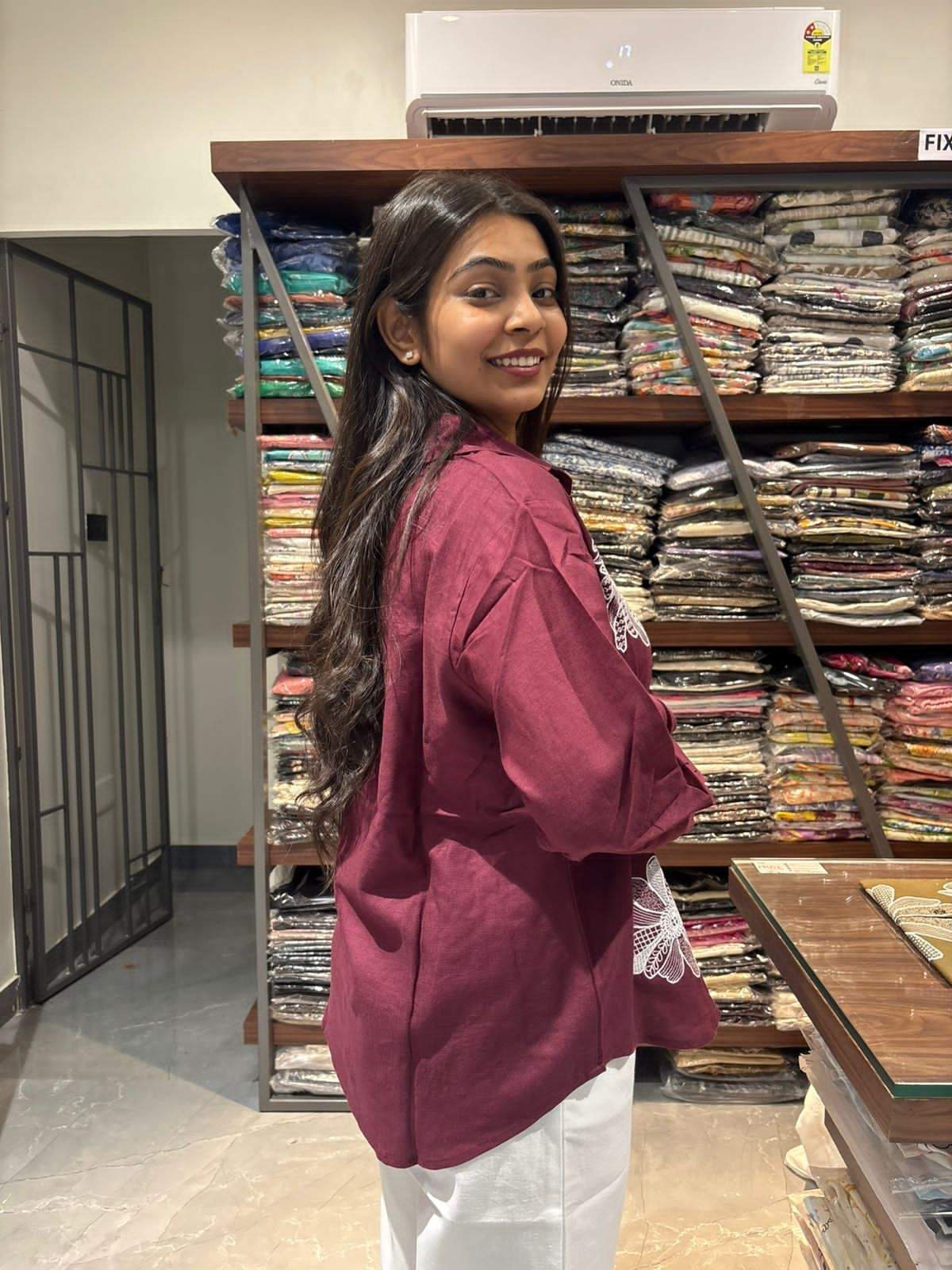 Embroidered Cotton linen Shirt