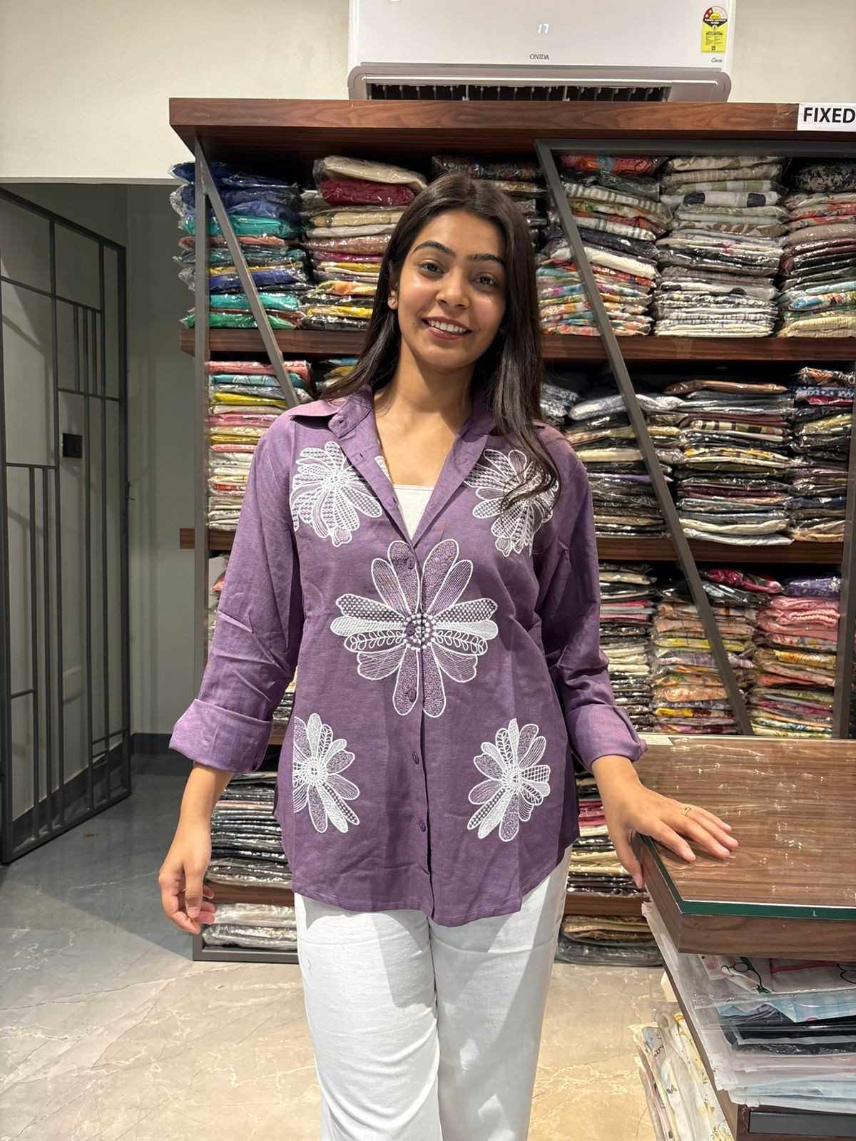 Embroidered Cotton linen Shirt