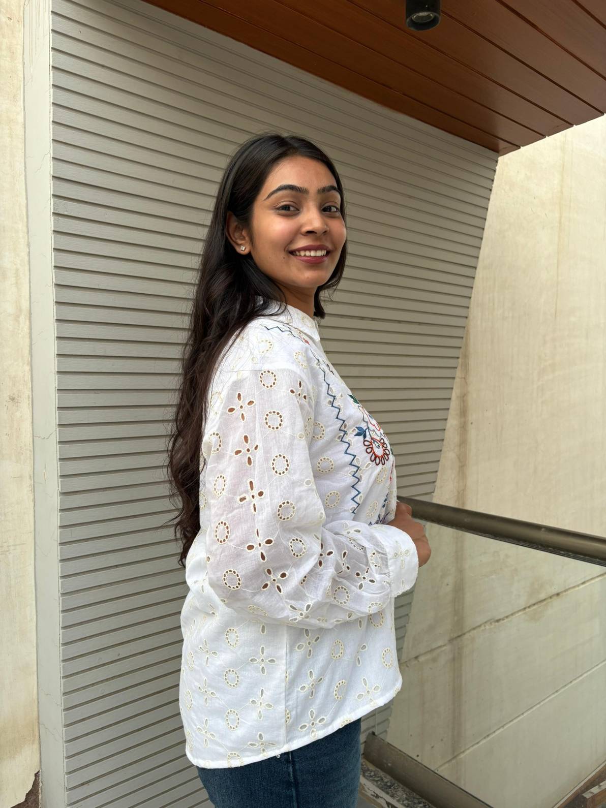 Embroidered Cotton Cutwork Shirt