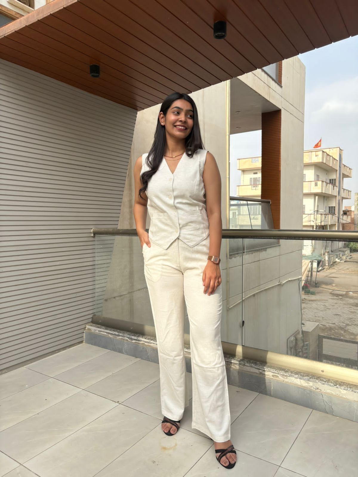 Cotton Linen Vest coordset