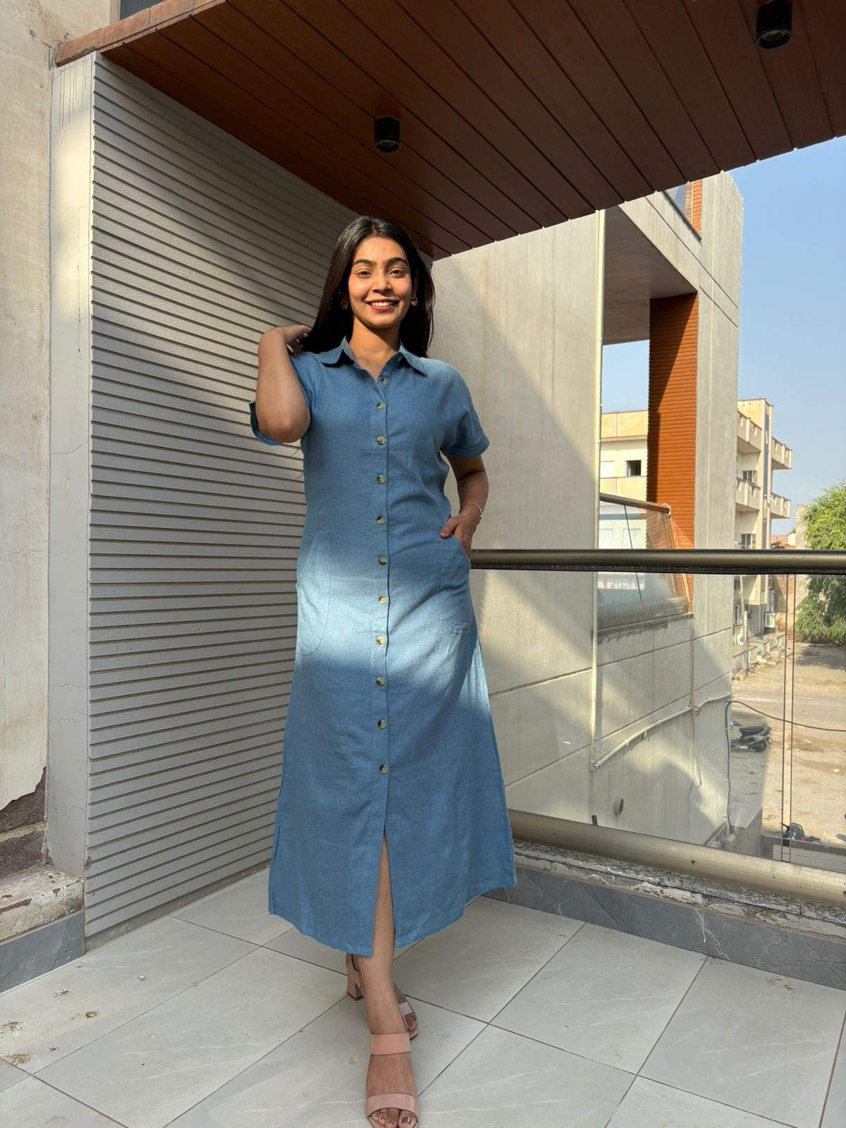 Khadi linen Shirt dress