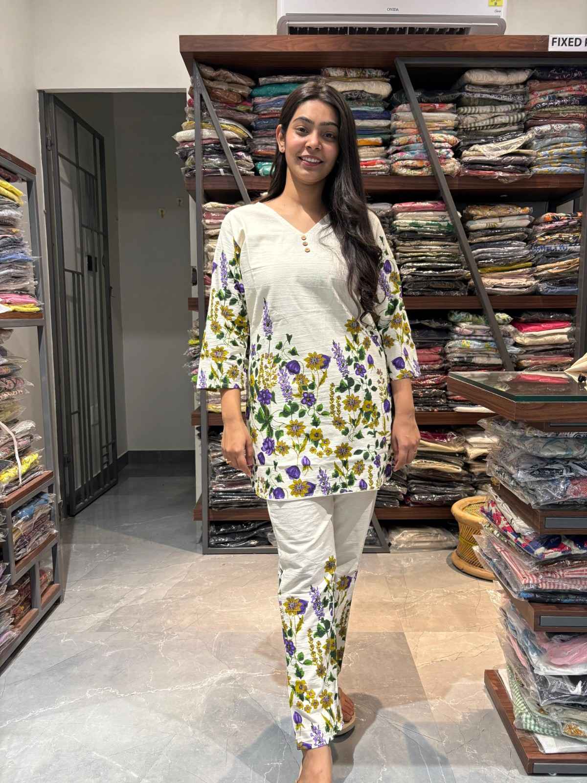 Khadi printed long coordset