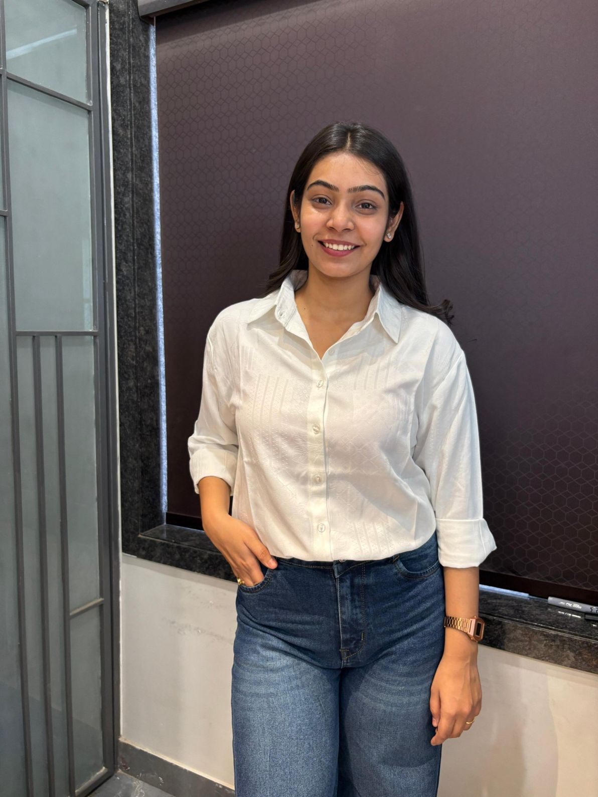 Self design Solid shirt