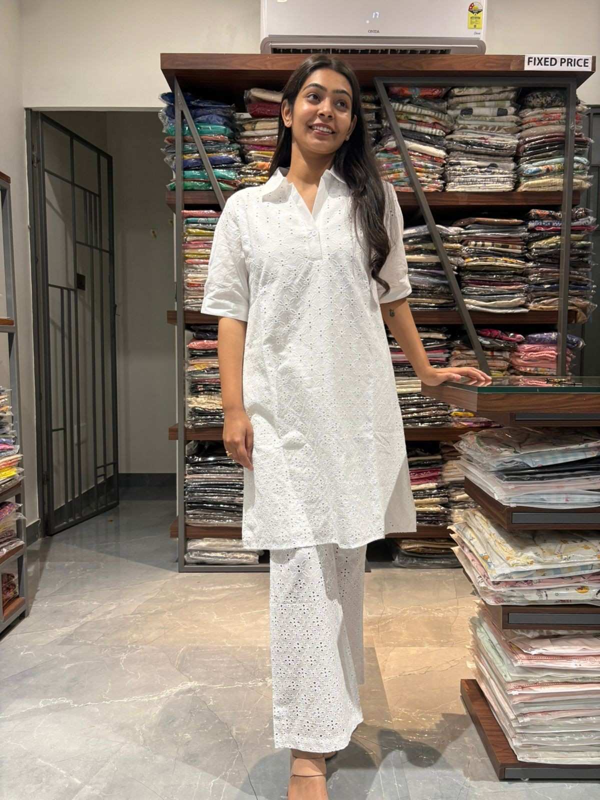 Cutwork cotton long utwork cotton long coordset