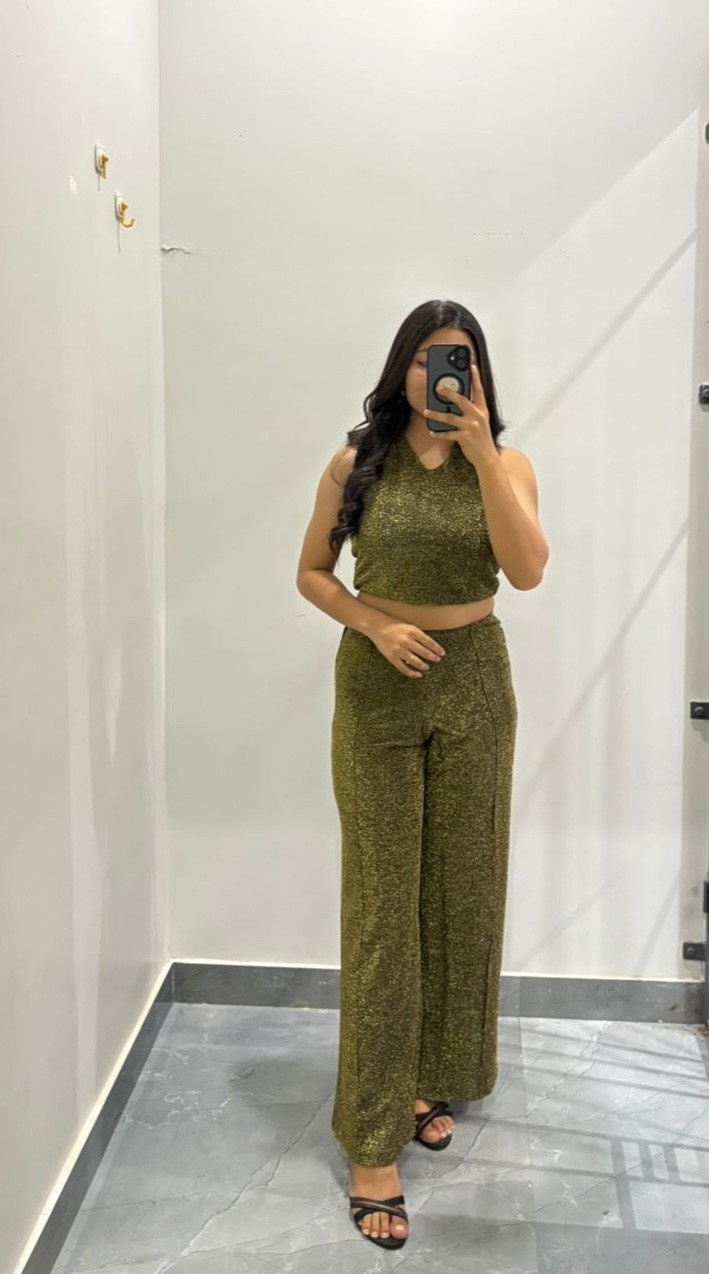 Cocktail shimmer crop top coordset