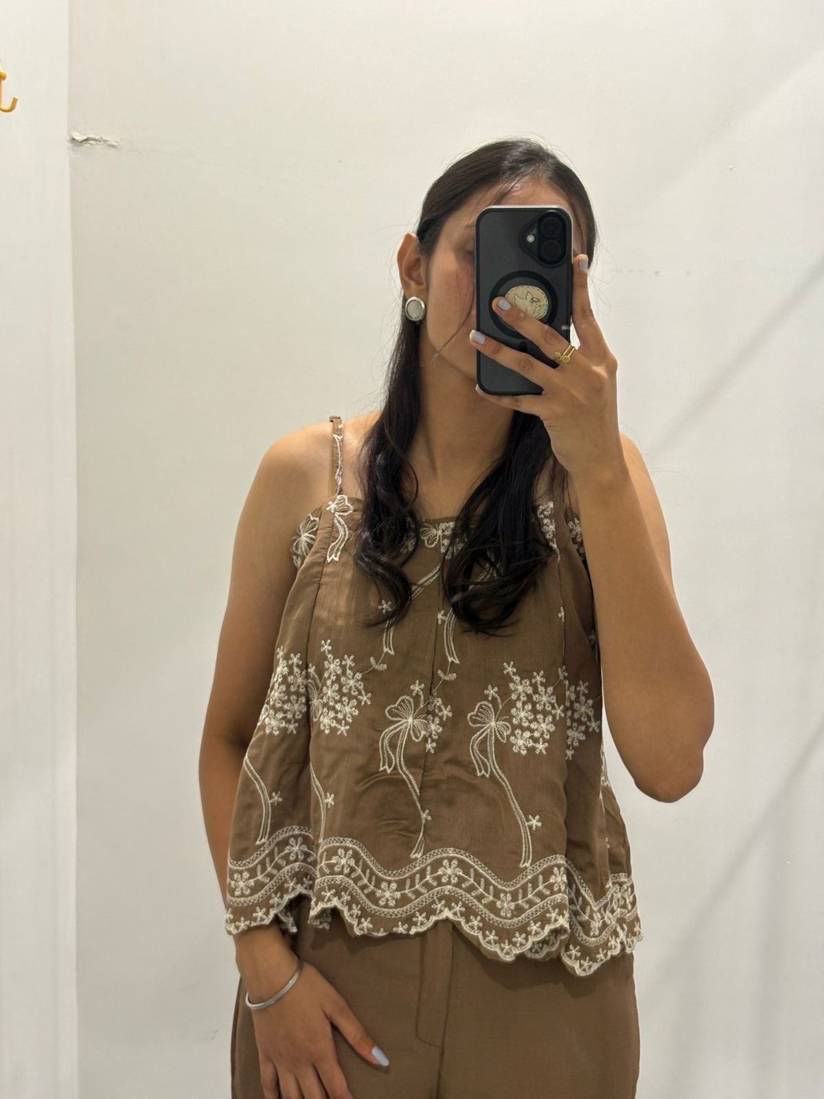 Embroidered crop top coordset