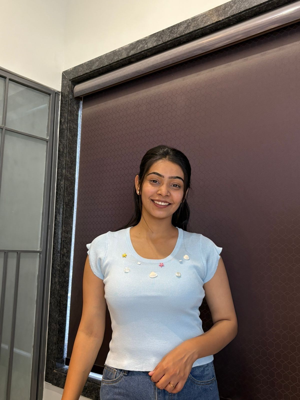 Knitted sea shell top