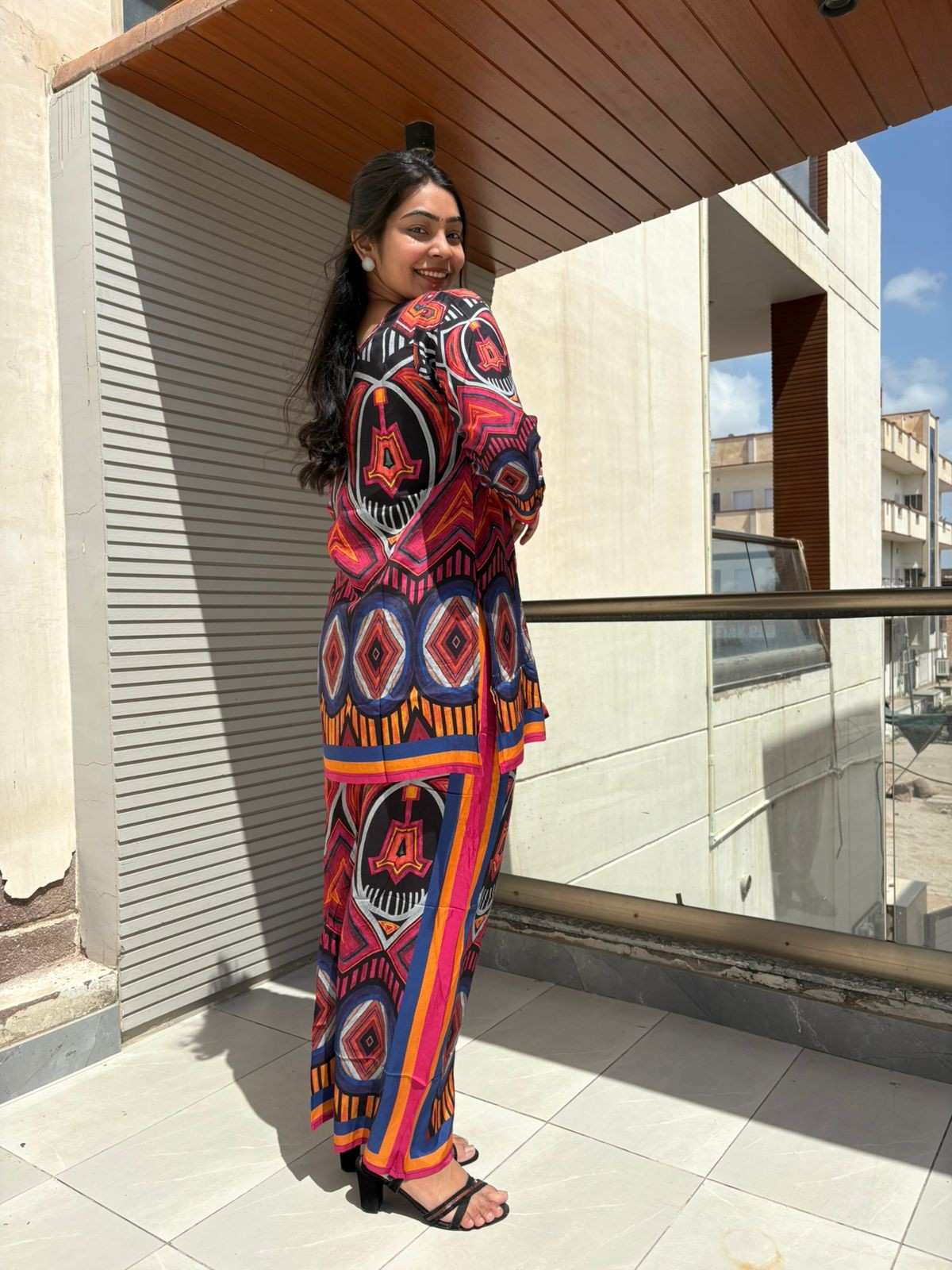 Digital print banan crepe coordset