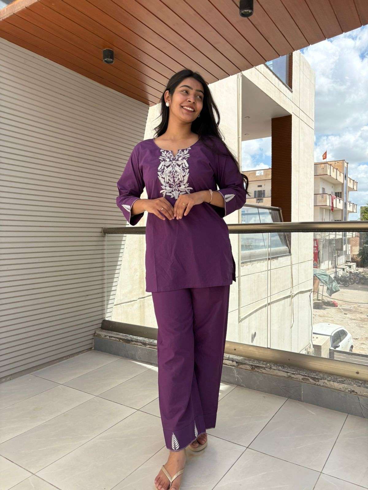 Cotton embroidered Tunic coordset