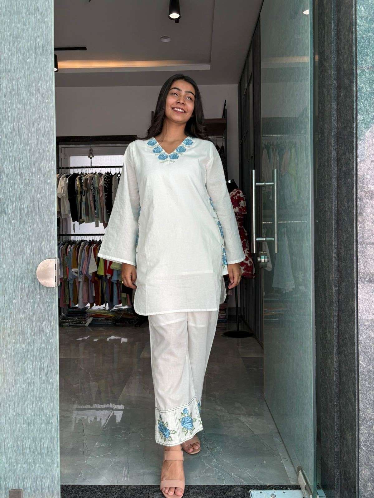 Cotton embroidered coordset