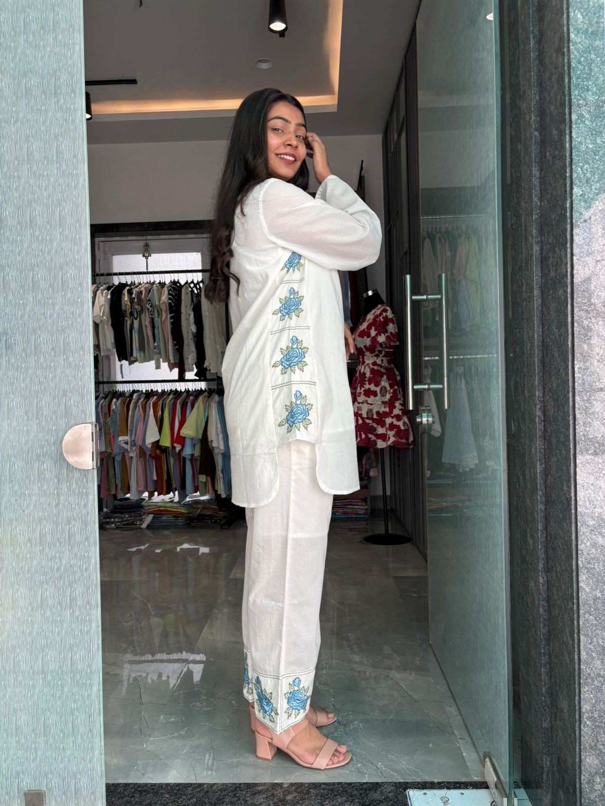 Cotton embroidered coordset