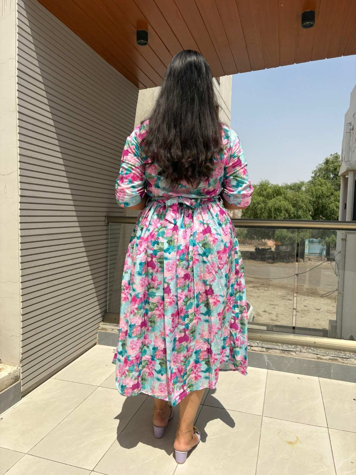 Cotton printed midi dress