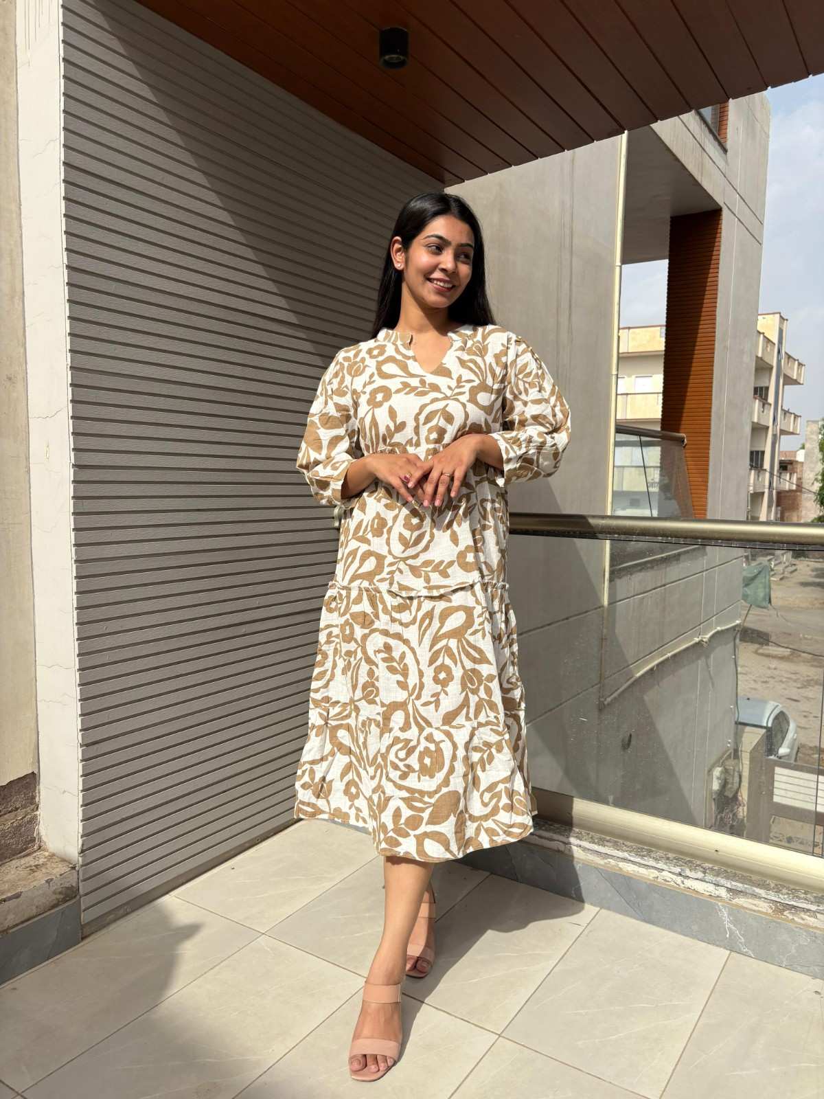 Cotton vintage brown dress