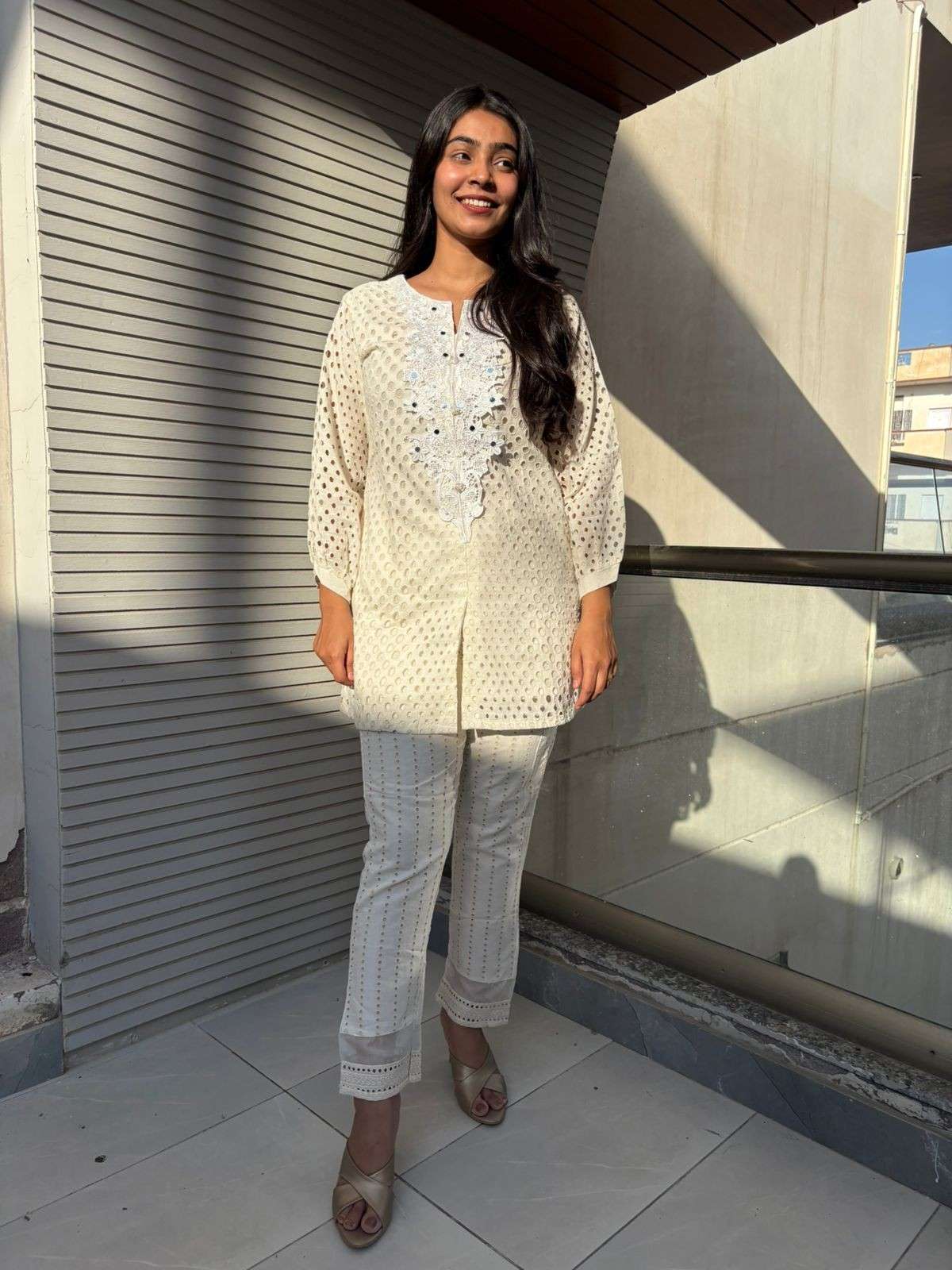 Cutwork cotton Laced coordset