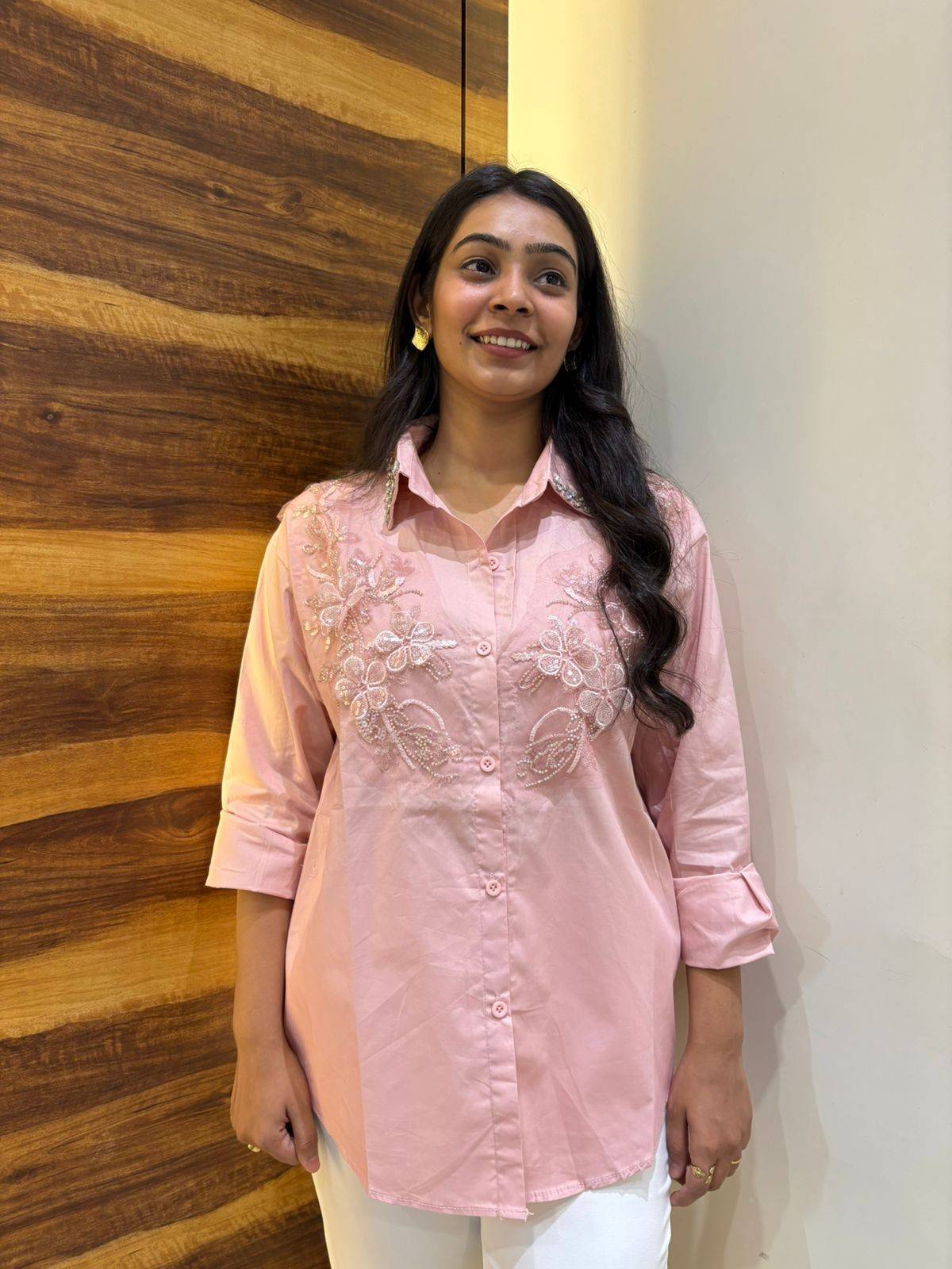 Stone Embellished cotton shirt