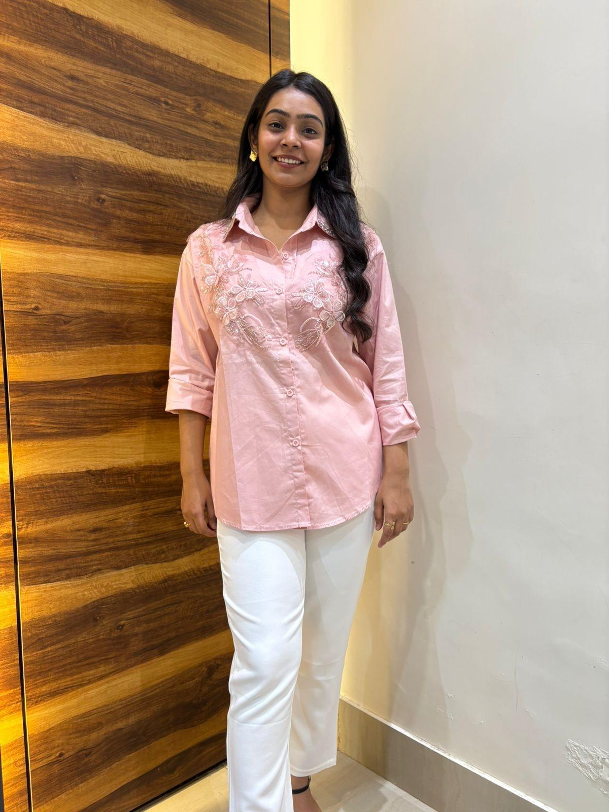 Stone Embellished cotton shirt