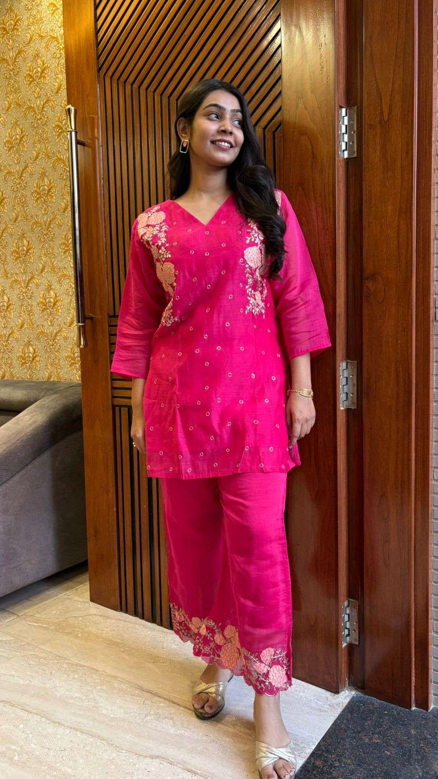 Chanderi pita work coordset