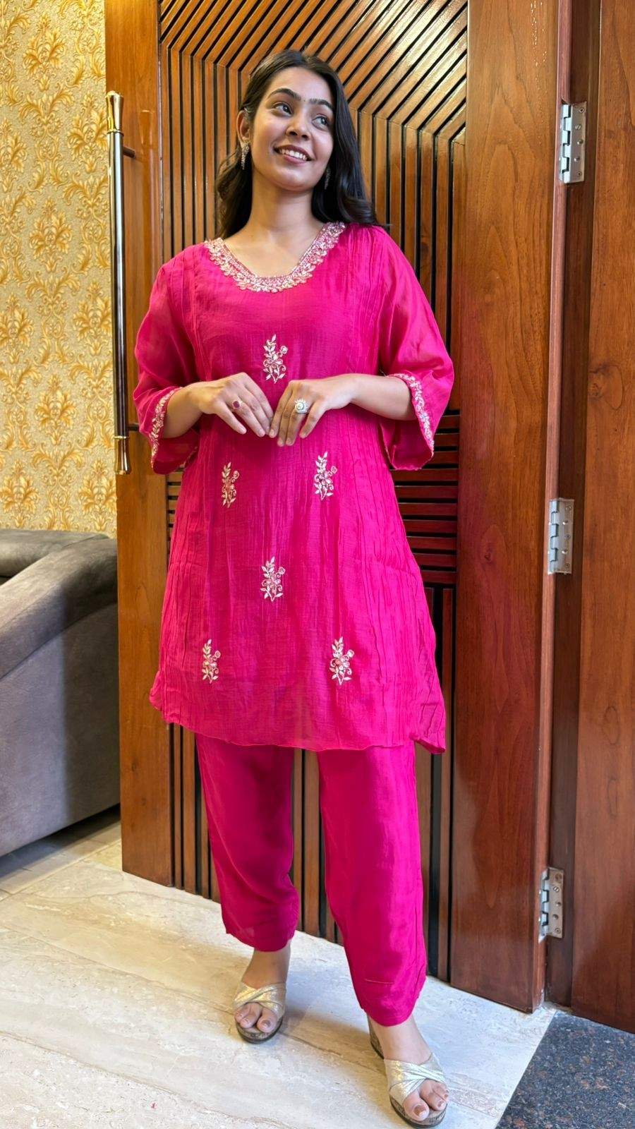 Chanderi pita work coordset