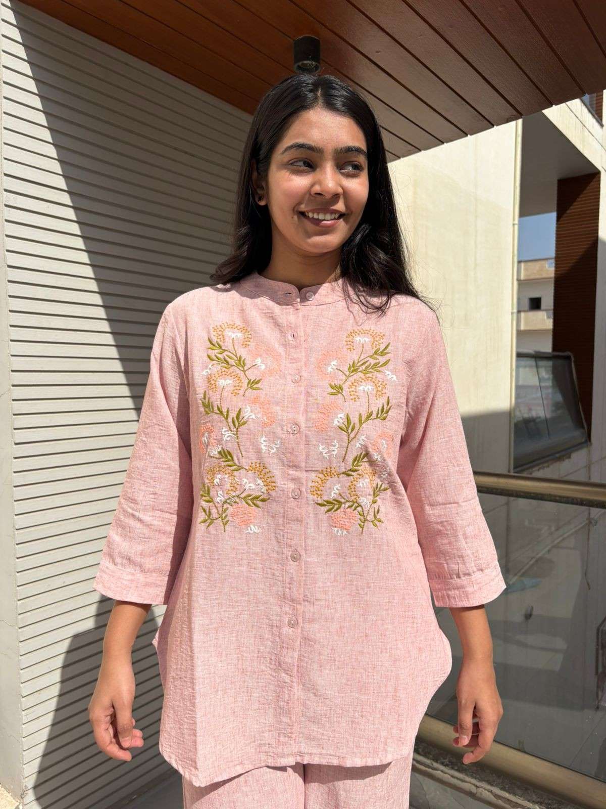 Cotton embroidered coordset