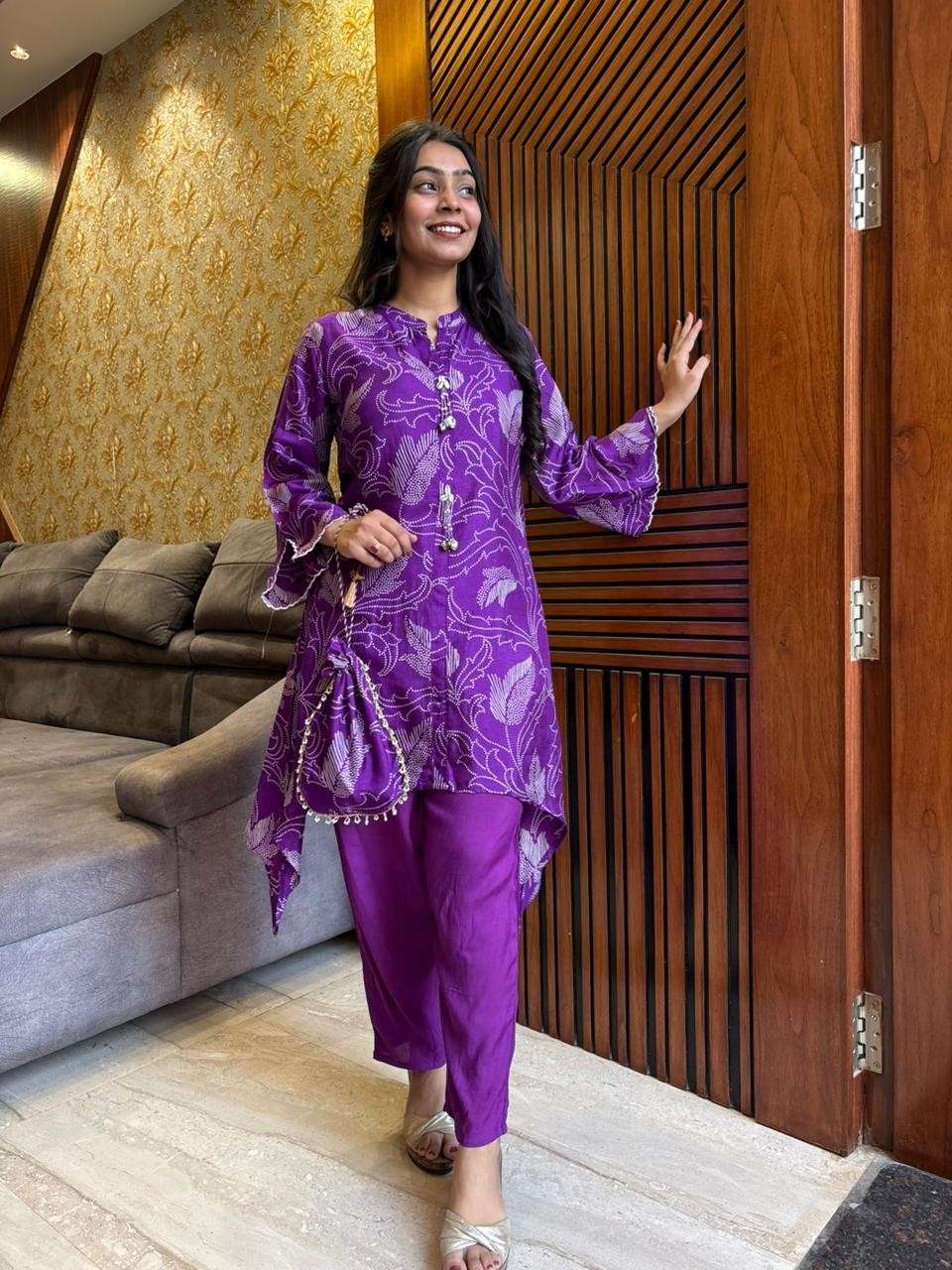 Bandhej light party wear coordset