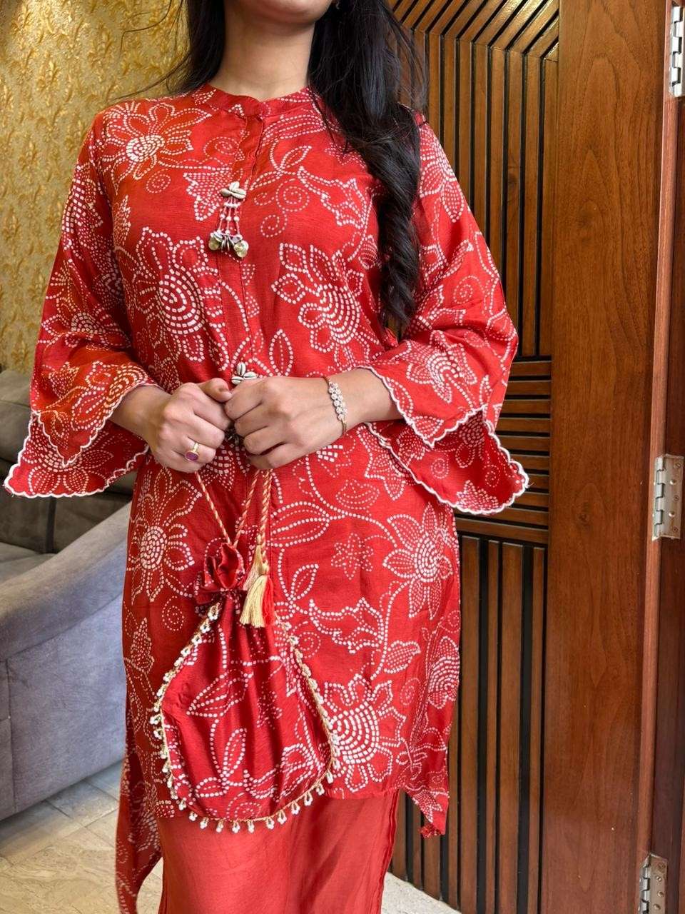 Bandhej light party wear coordset