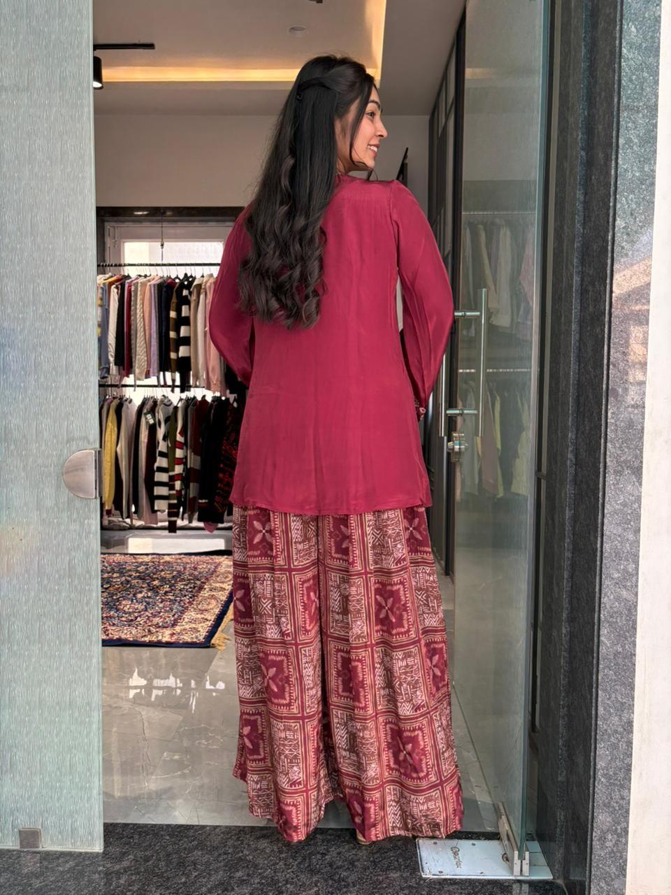 Pure crepe tunic plazo coordset