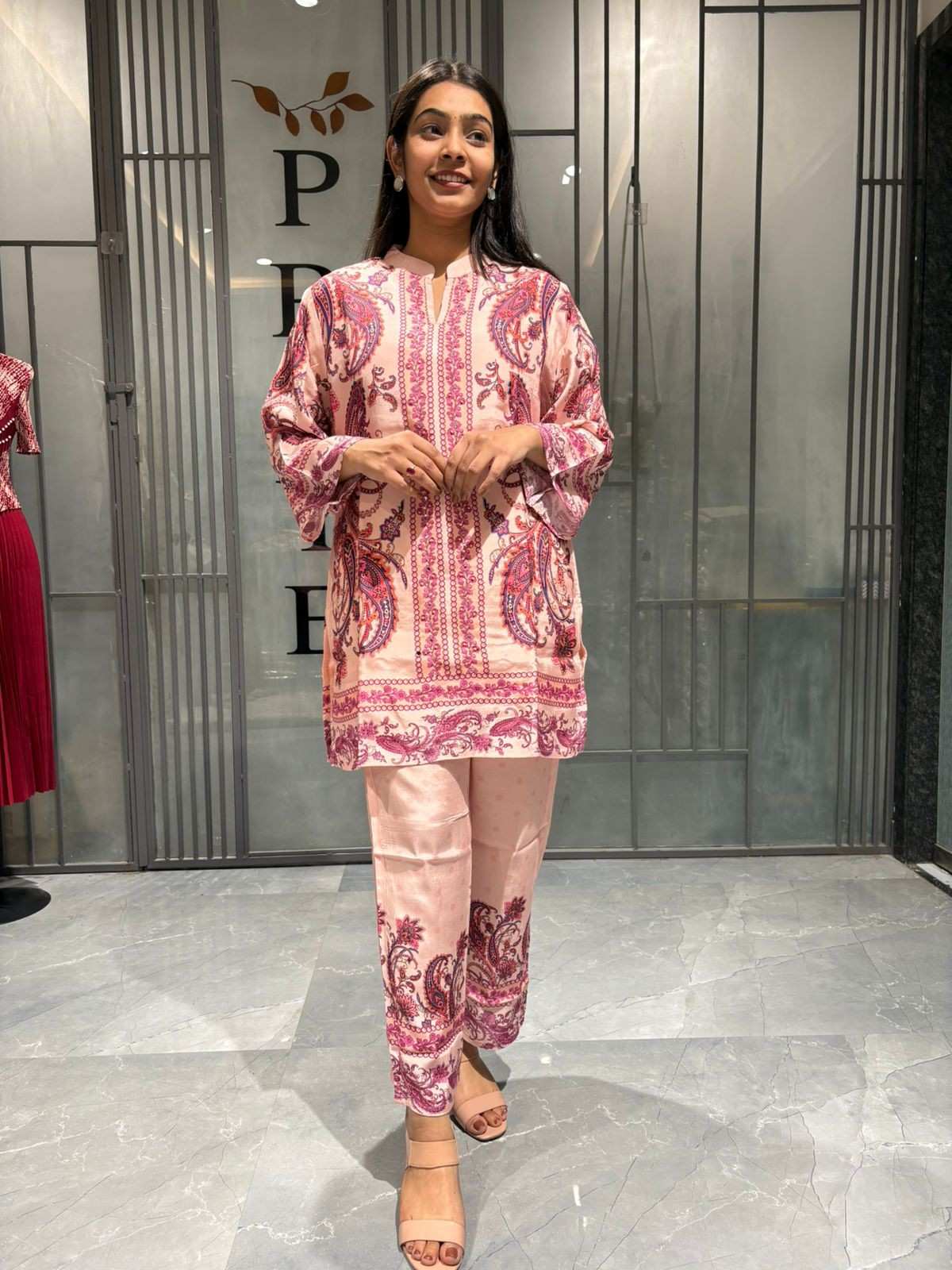 muslin tunic printed coordset