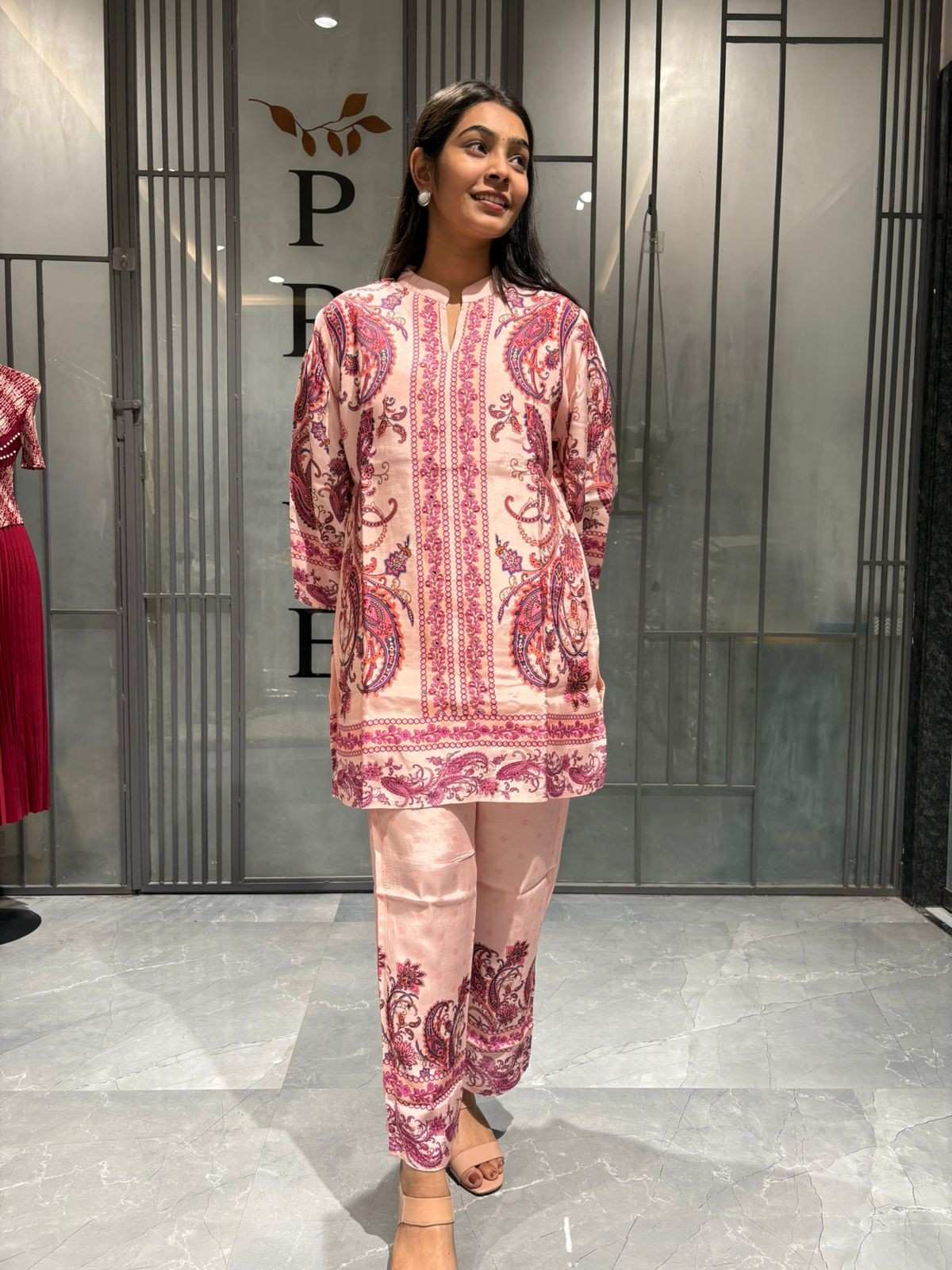 muslin tunic printed coordset