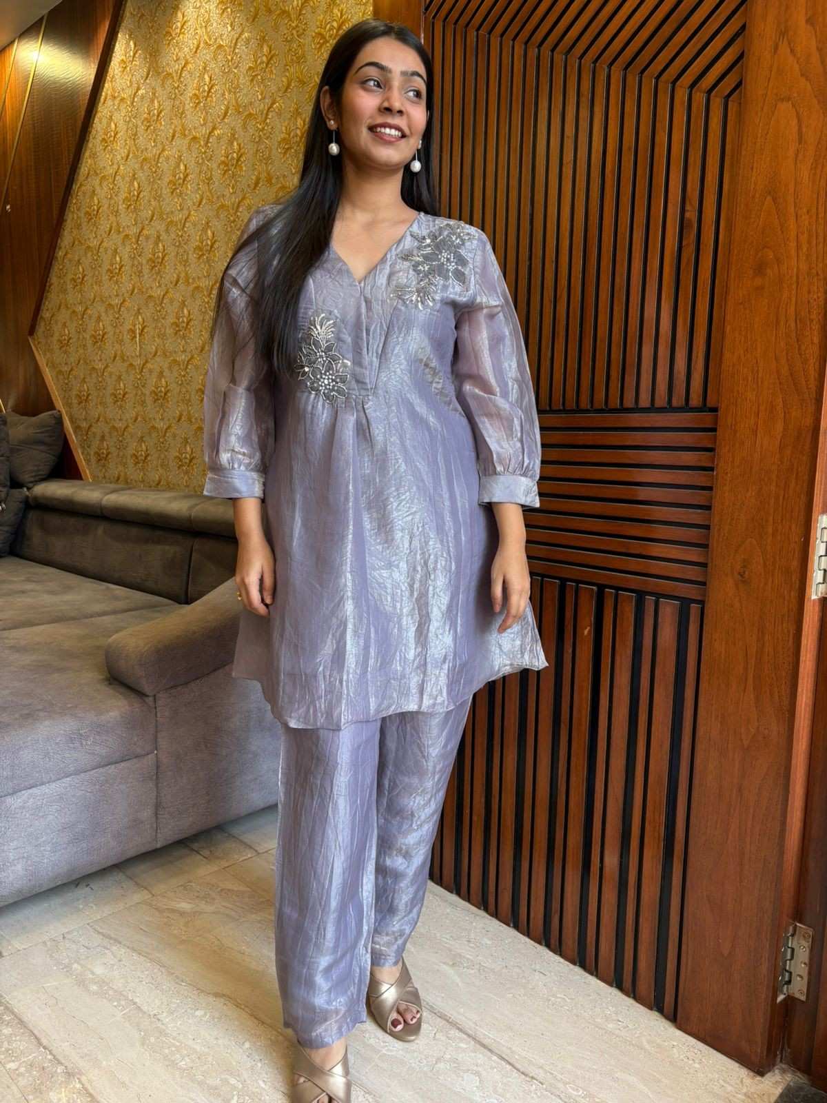 Russian silk patch work tunic coordset