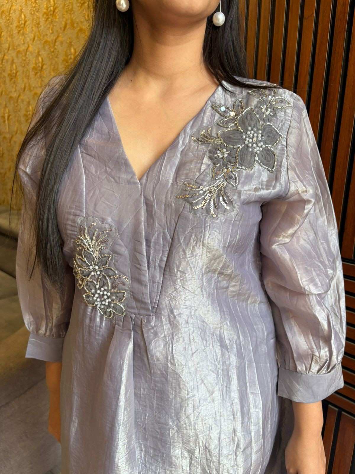 Russian silk patch work tunic coordset