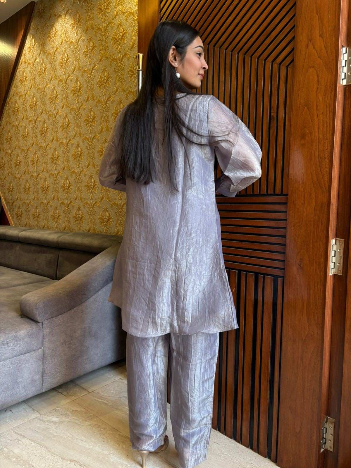 Russian silk patch work tunic coordset