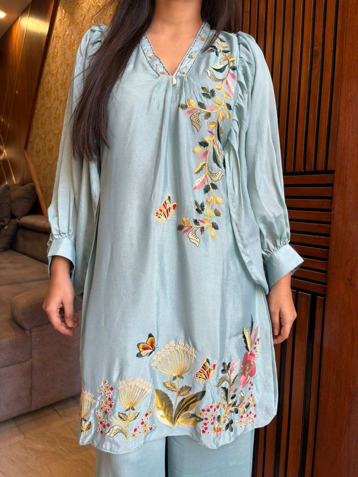 Long party wear embroidered coordset