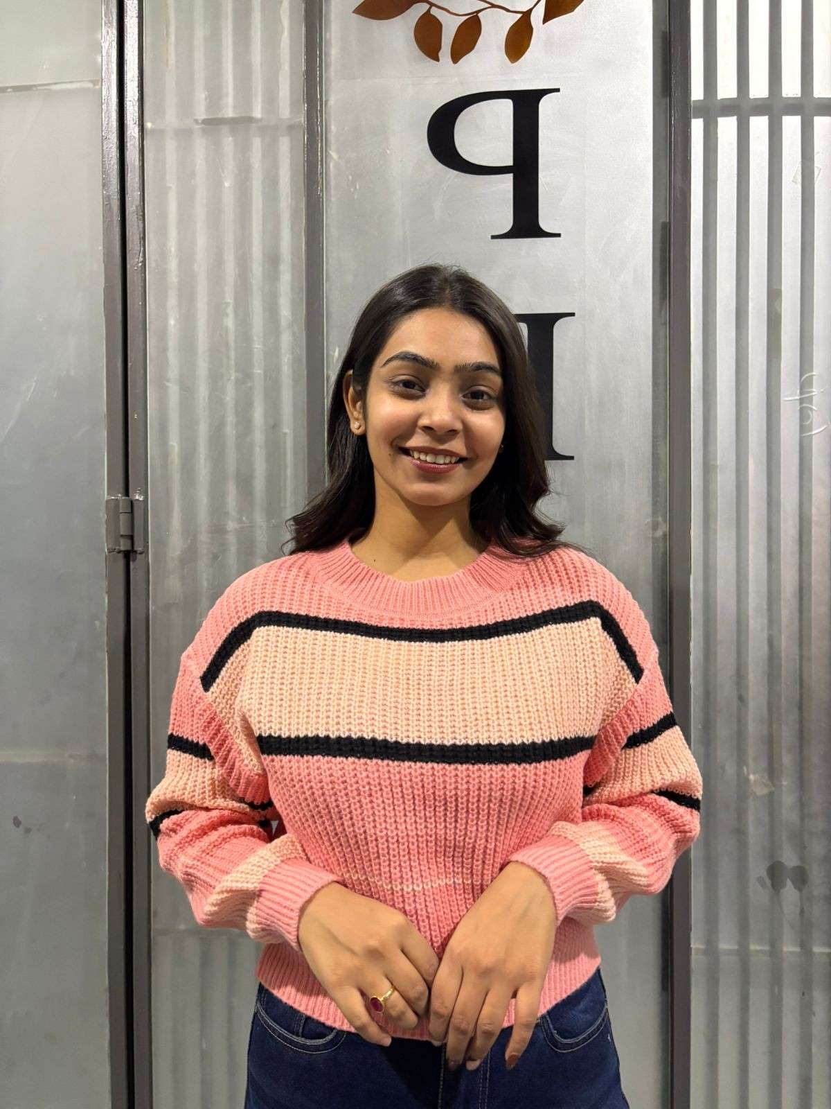 Knitted stripe pullover