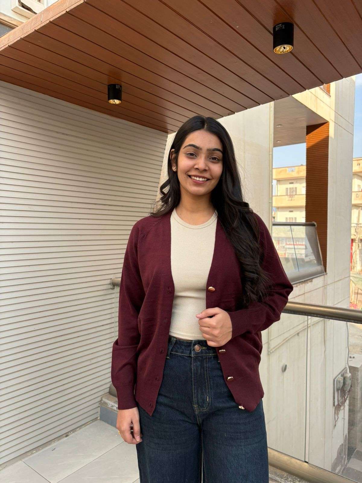 Solid soft wool cardigan