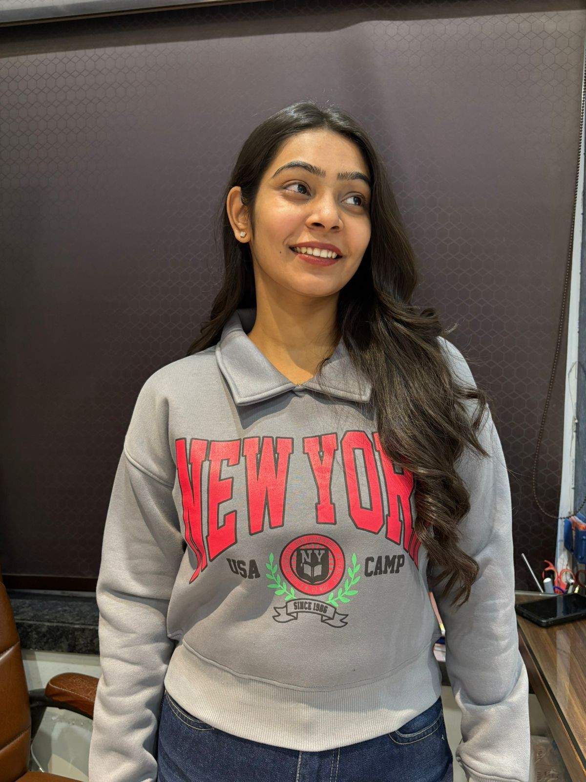 Solid collar Sweatshirt