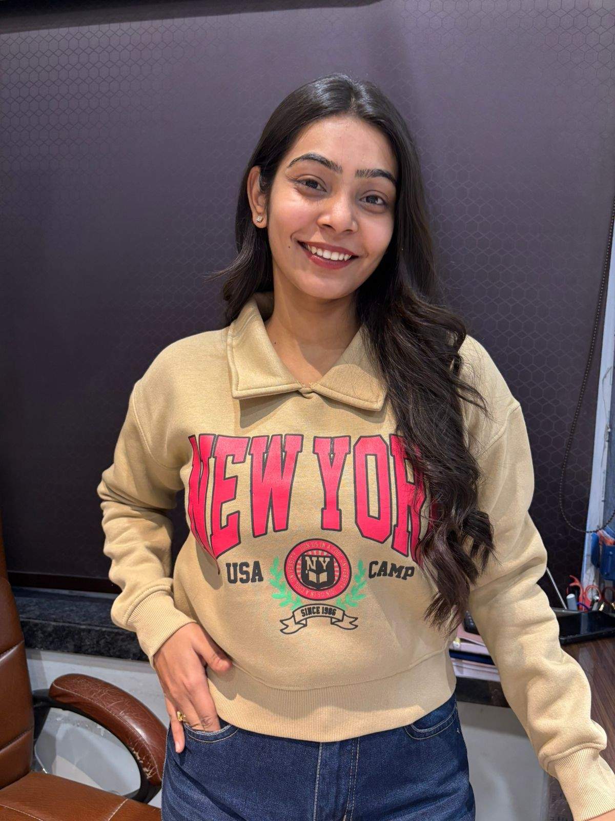 Solid collar Sweatshirt