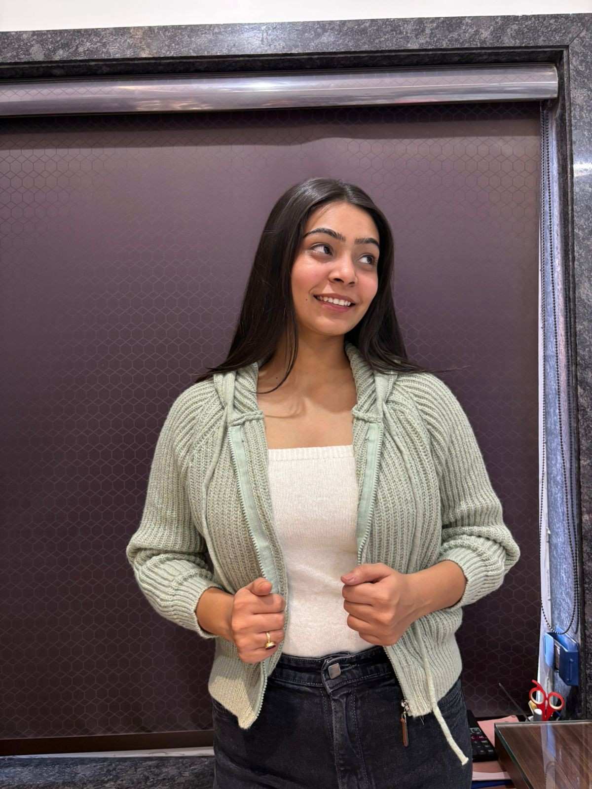 Woolen Zipper hoodie