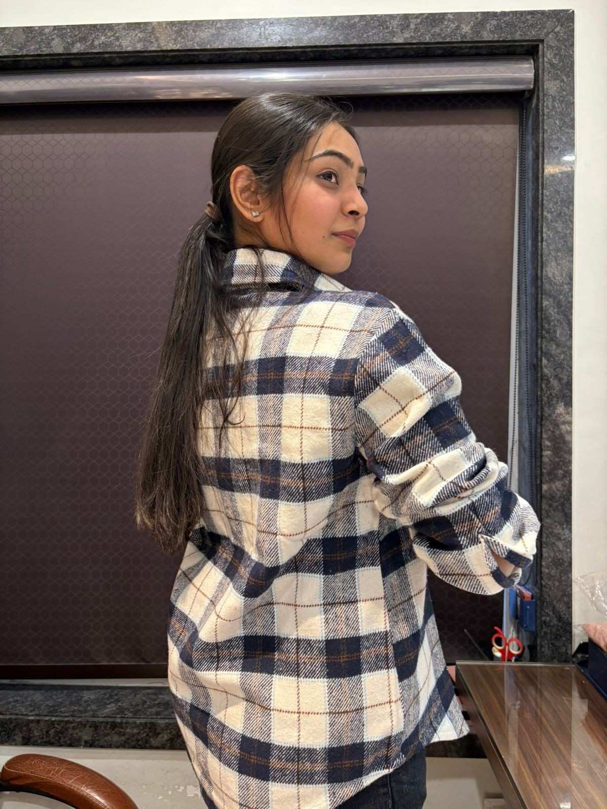 Checks woolen shacket