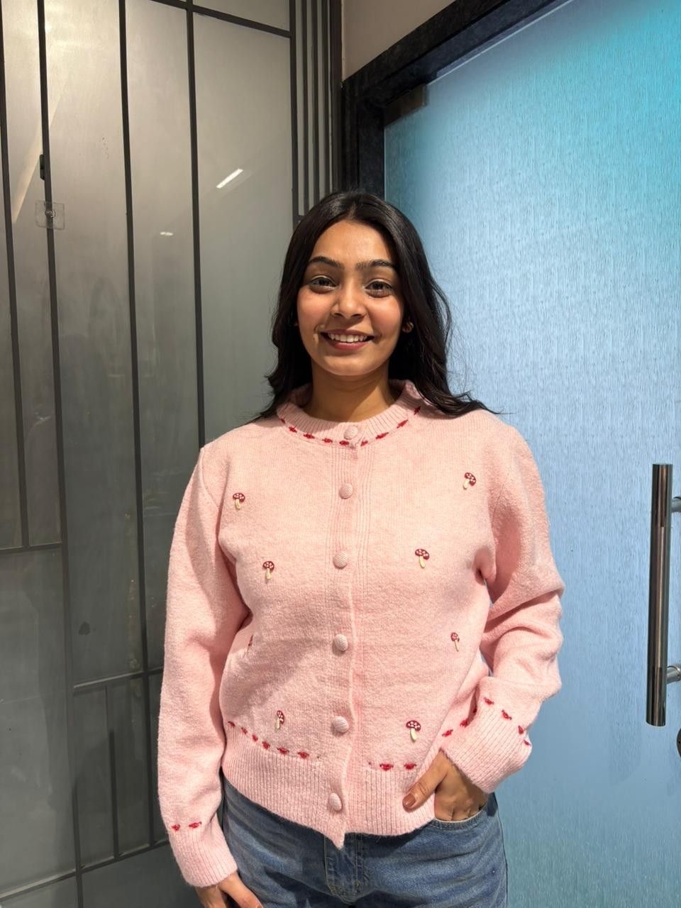 Mashroom woolen cardigan