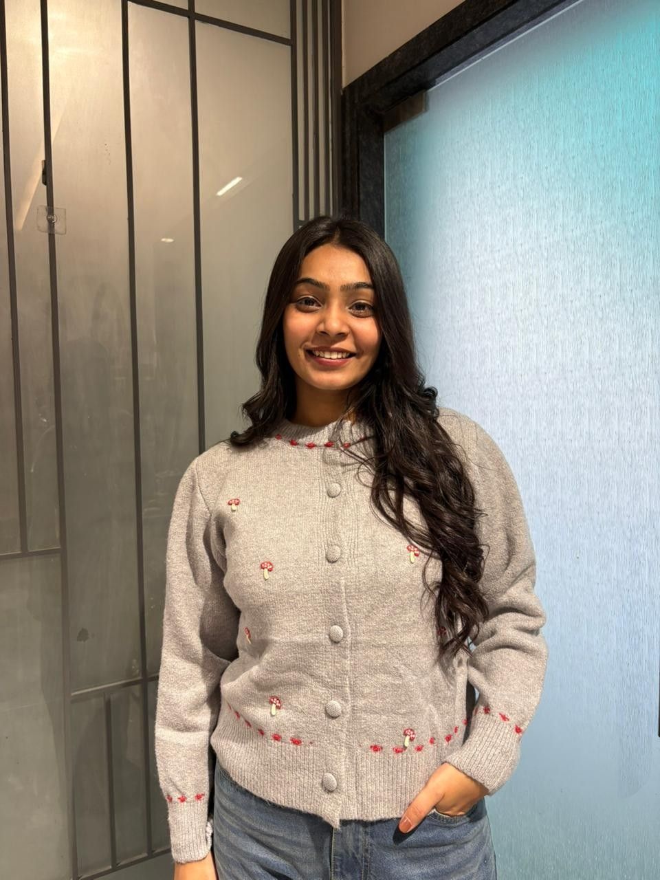 Mashroom woolen cardigan