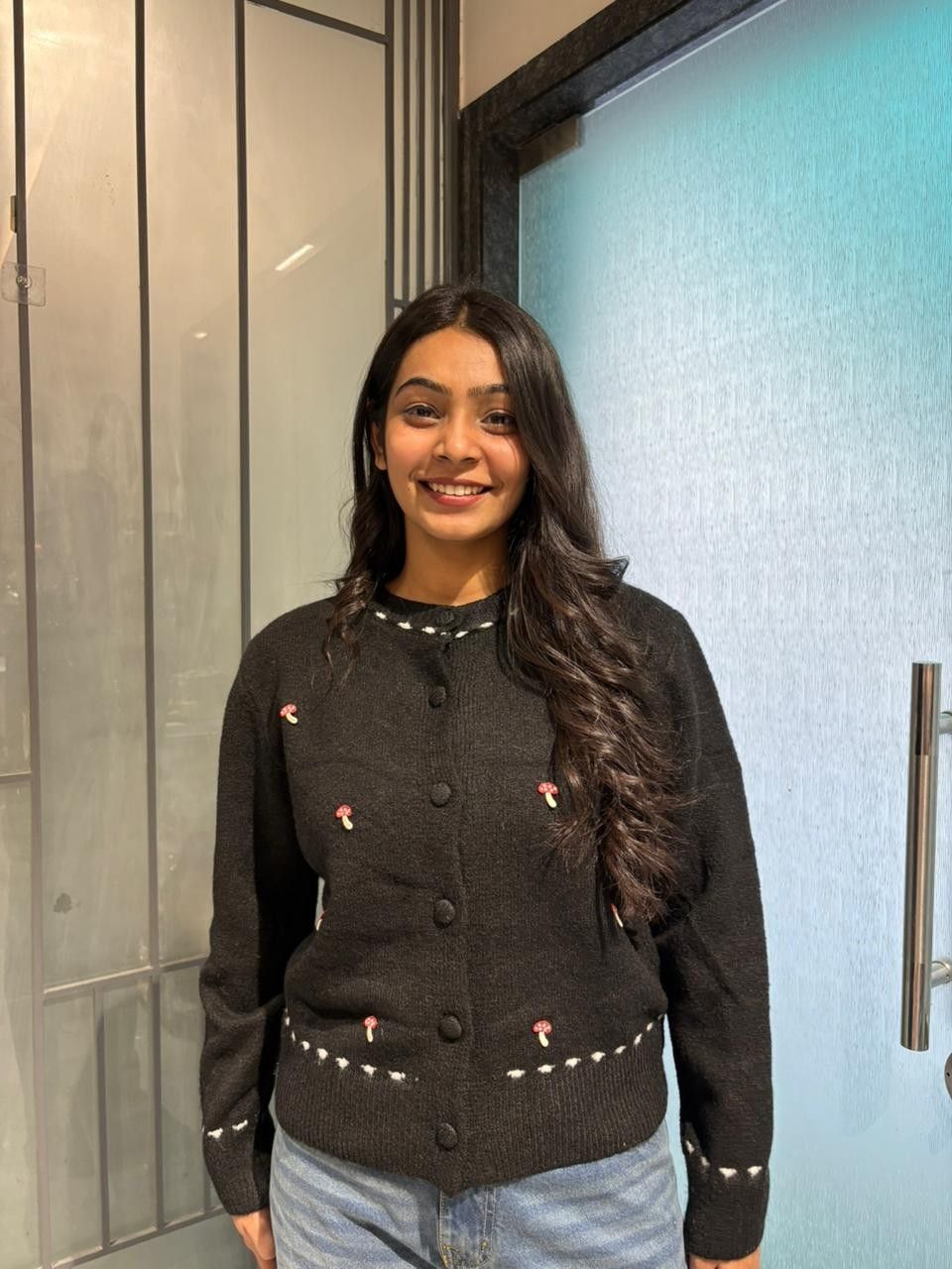 Mashroom woolen cardigan