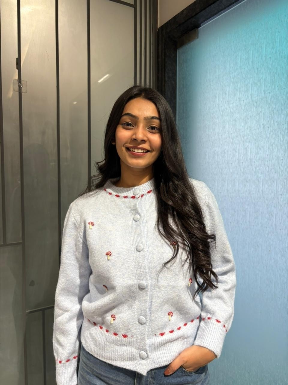 Mashroom woolen cardigan