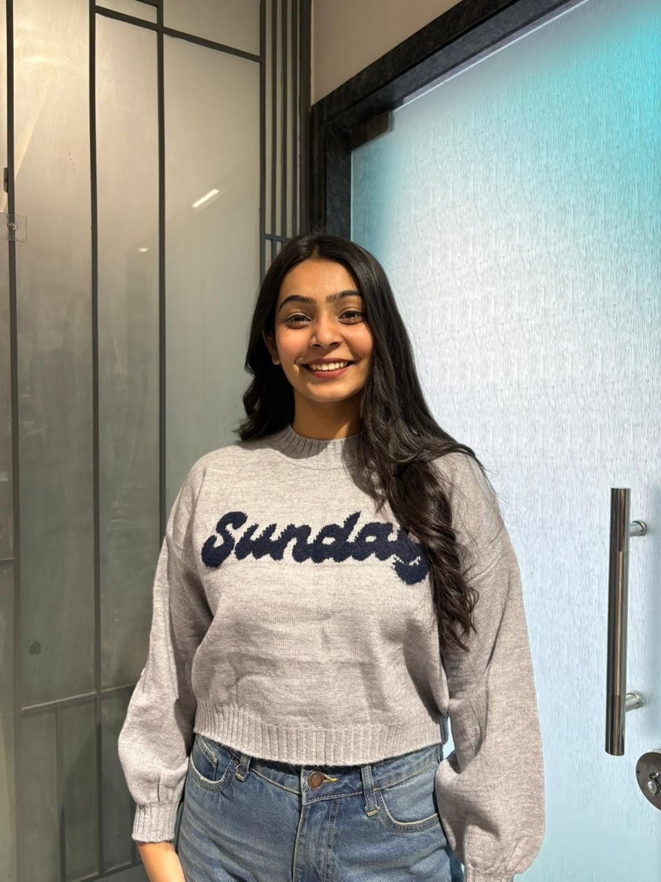 Woolen crop pullover