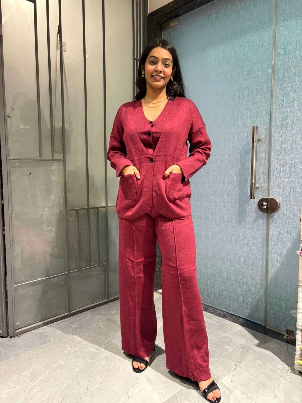 3pc knitted  Vest coordset