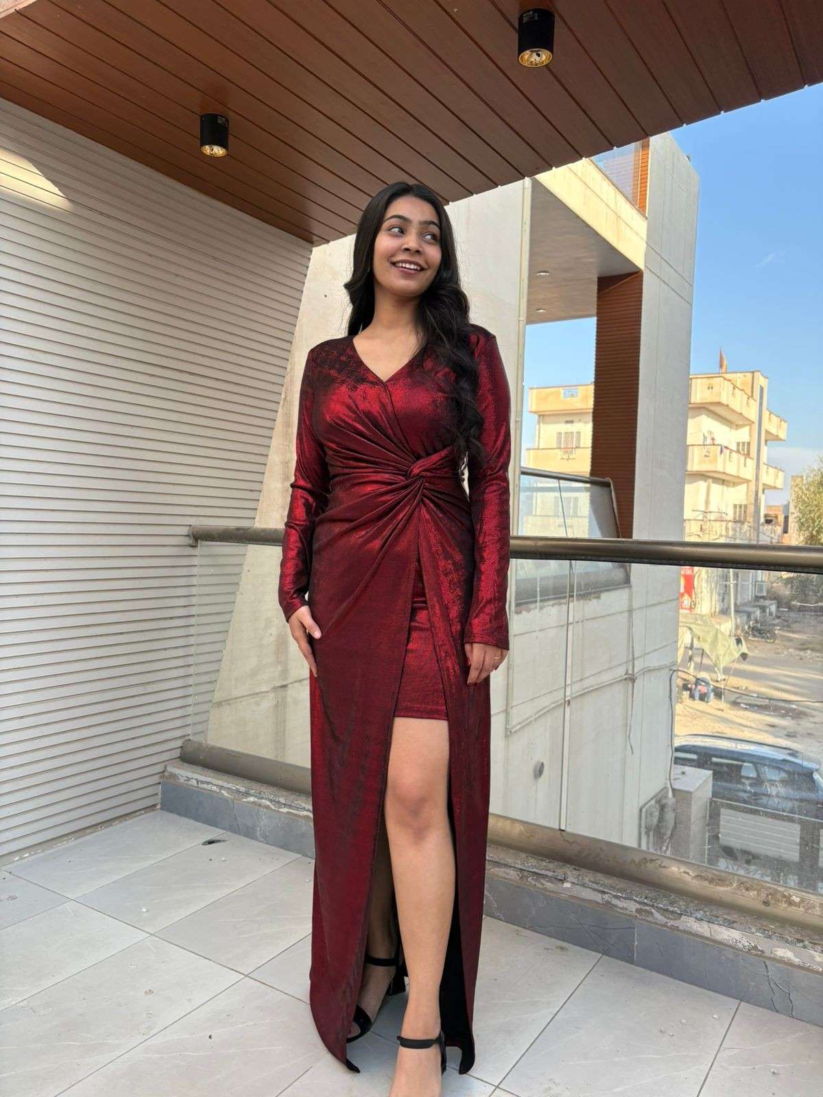 Bodycon matallic moon wrap Dress