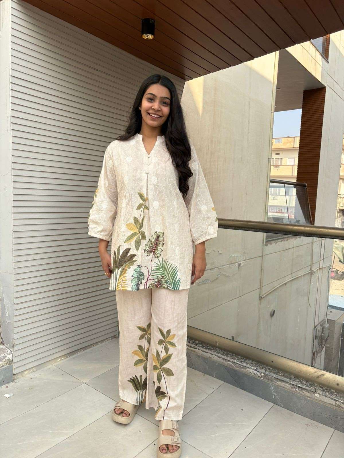 Cotton embroidered coordset