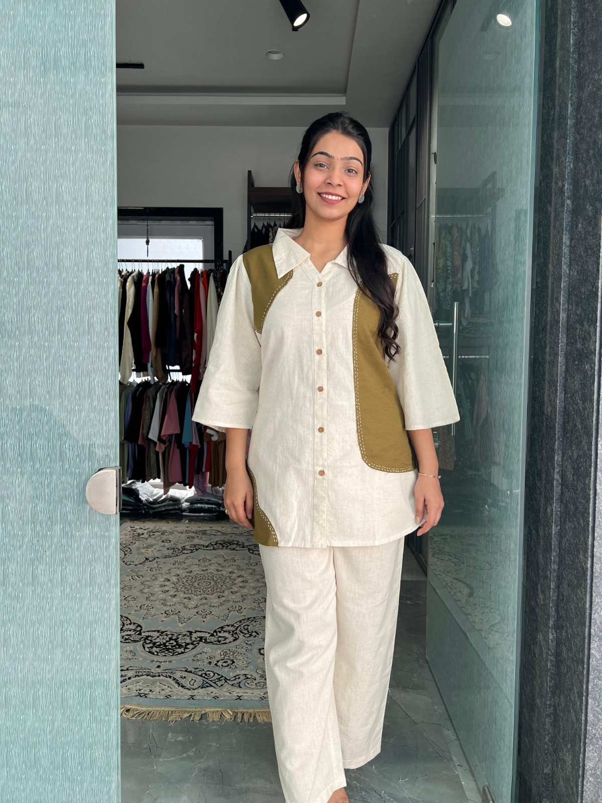 Embroidered Cotton Flex coordset