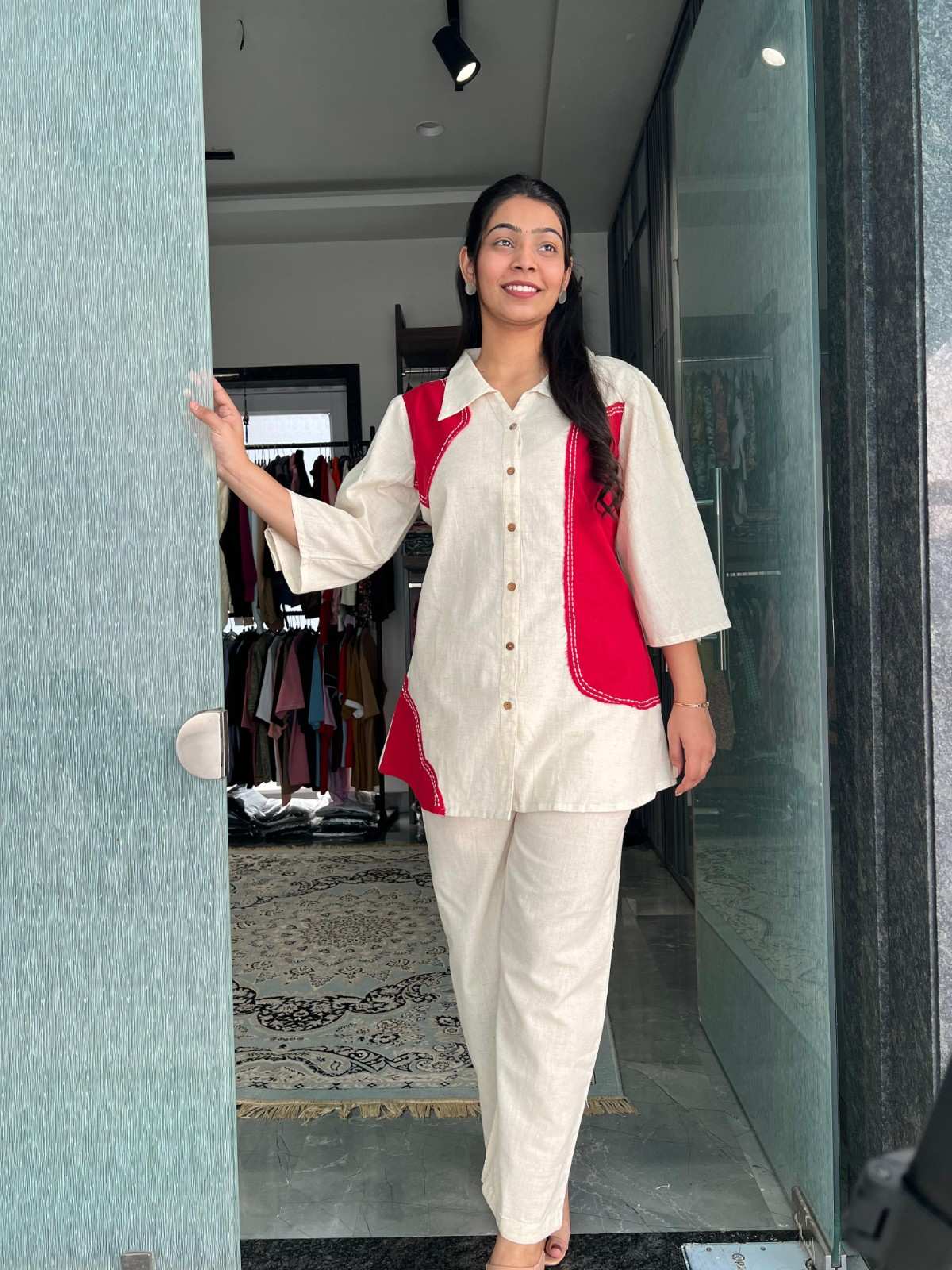 Embroidered Cotton Flex coordset