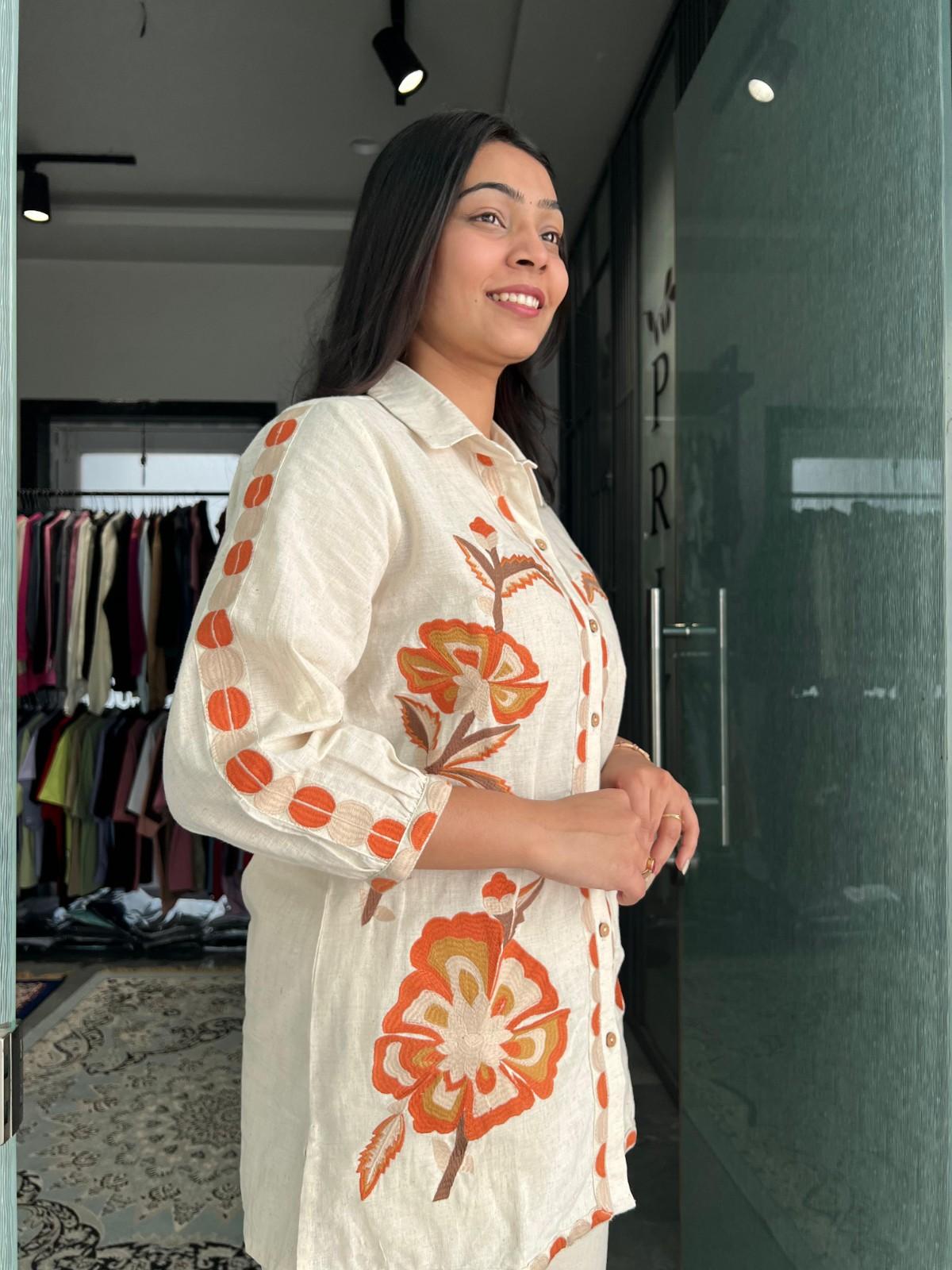 Patch Embroidered Cotton Flex coordset